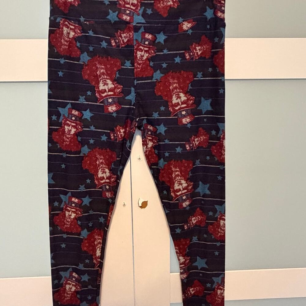 LuLaRoe Tall & Curvy Patriotic Uncle Sam Stars Leggings Red White Blue